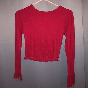 Red long sleeve crop top